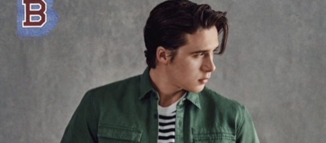 Brooklyn Beckham goes shirtless in Bench event